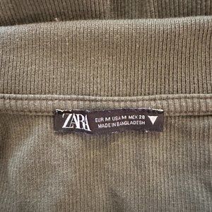 Zara Army Green Ribbed Crop Top